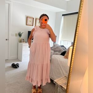 Pink Muslin Maxi Dress